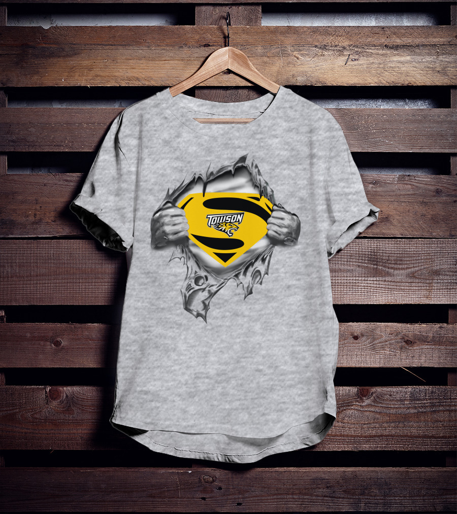 Towson Tigers Superman Logo Rip T-Shirt