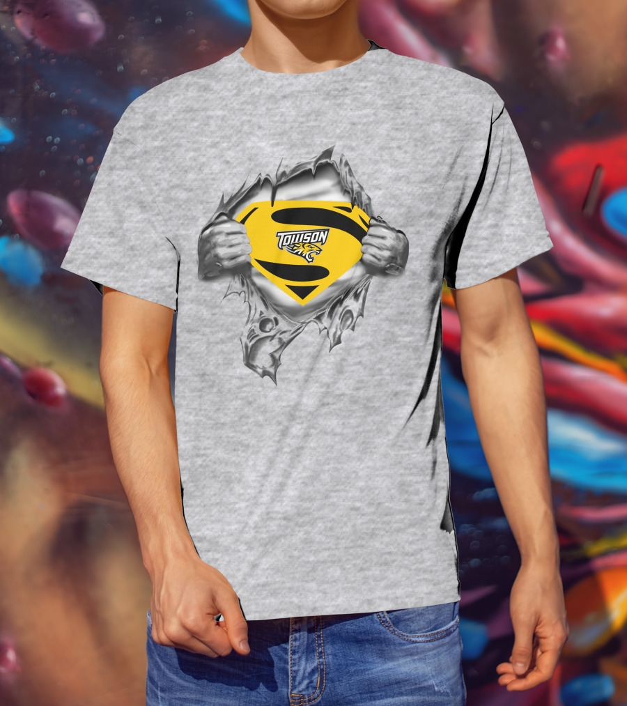 Towson Tigers Superman Logo Rip T-Shirt