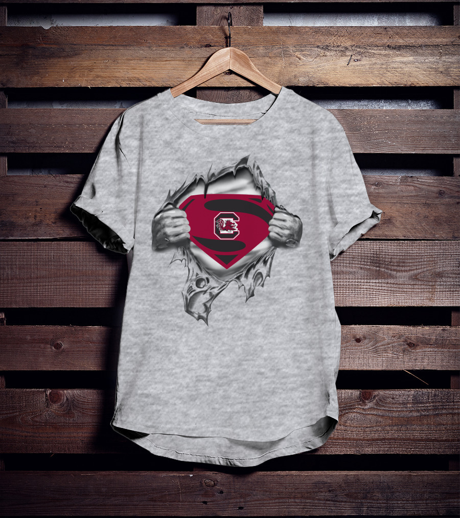 South Carolina Gamecocks Superman Shield Emblem Burst T-Shirt