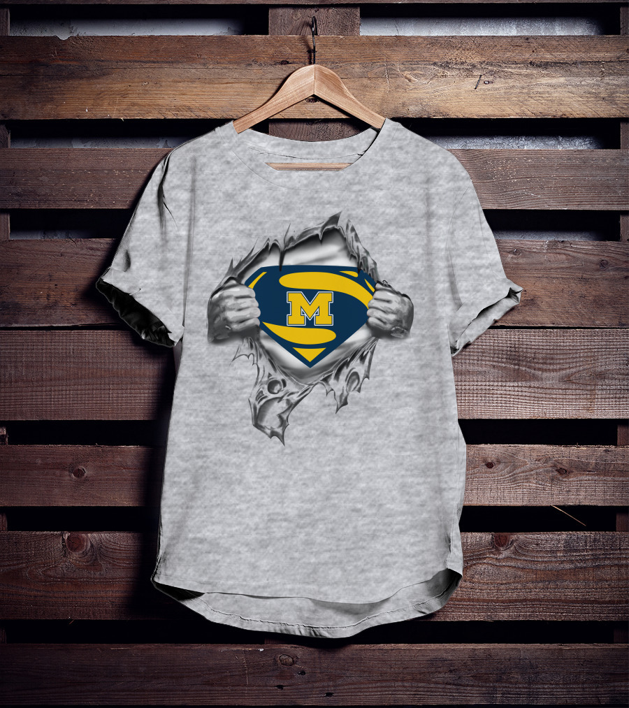 Michigan Wolverines Superman Logo Rip 250 T-Shirt