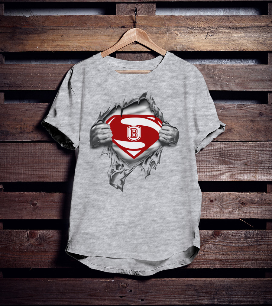 Bradley Braves Superman Logo With Torn Shirt Effect T-Shirt