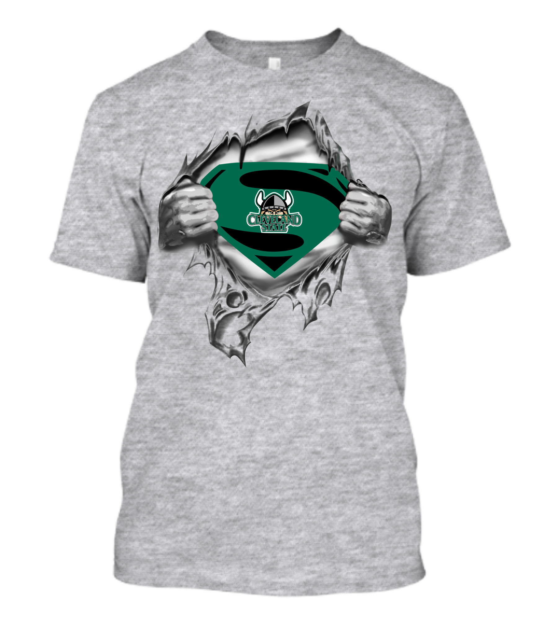Cleveland St Vikings Superman Logo Ripped Chest T-Shirt