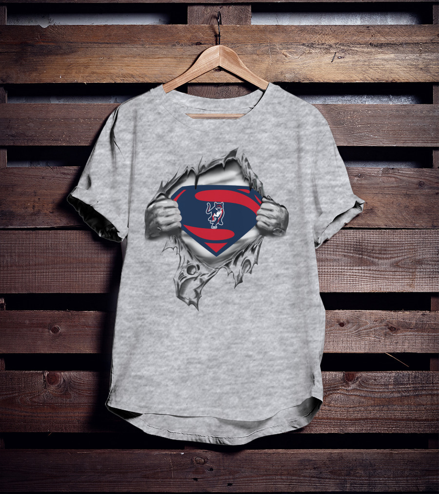 Columbus St Cougars Superman Logo Rip T-Shirt