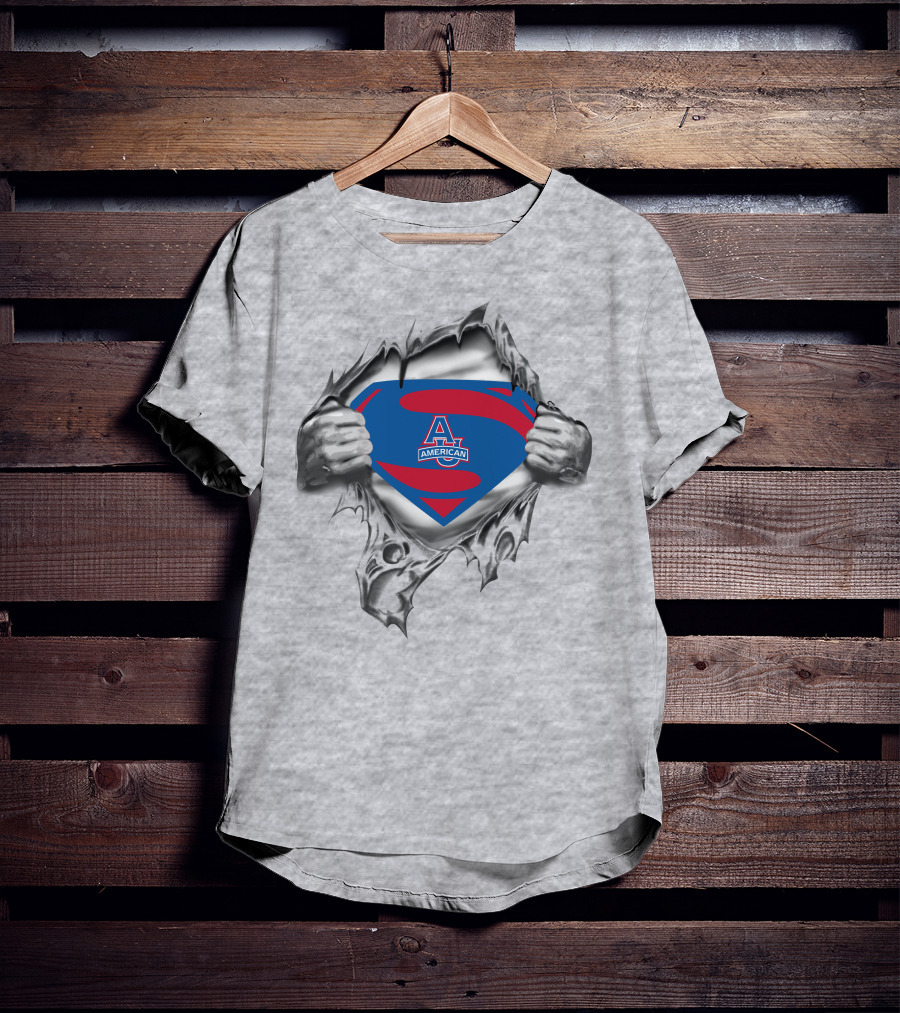American University Superman Logo Tear Reveal T-Shirt