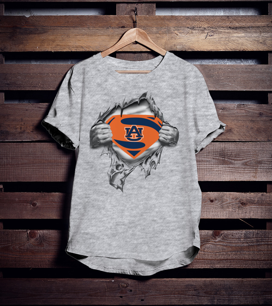 Auburn Tigers Superman Logo Tearing T-Shirt