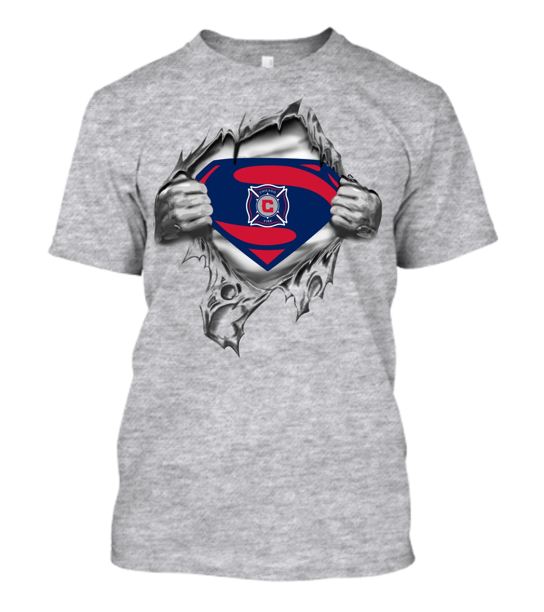Chicago Fire Superman Logo Badge Emblem Tear Effect T-Shirt