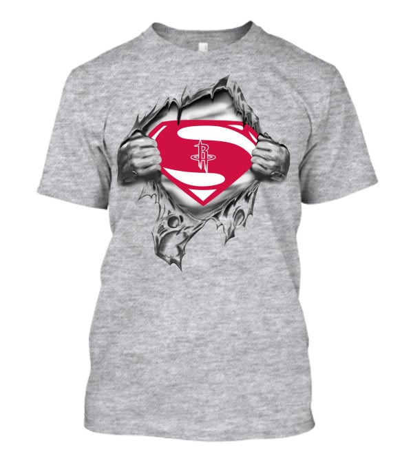 Houston Rockets Superman Logo Burst Open T-Shirt