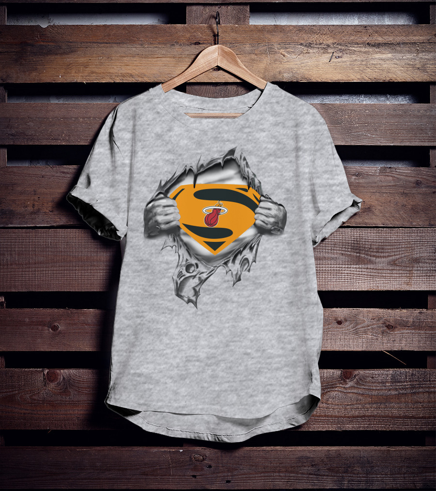 Superman Miami Heat Logo Reveal Aggressive Rip T-Shirt