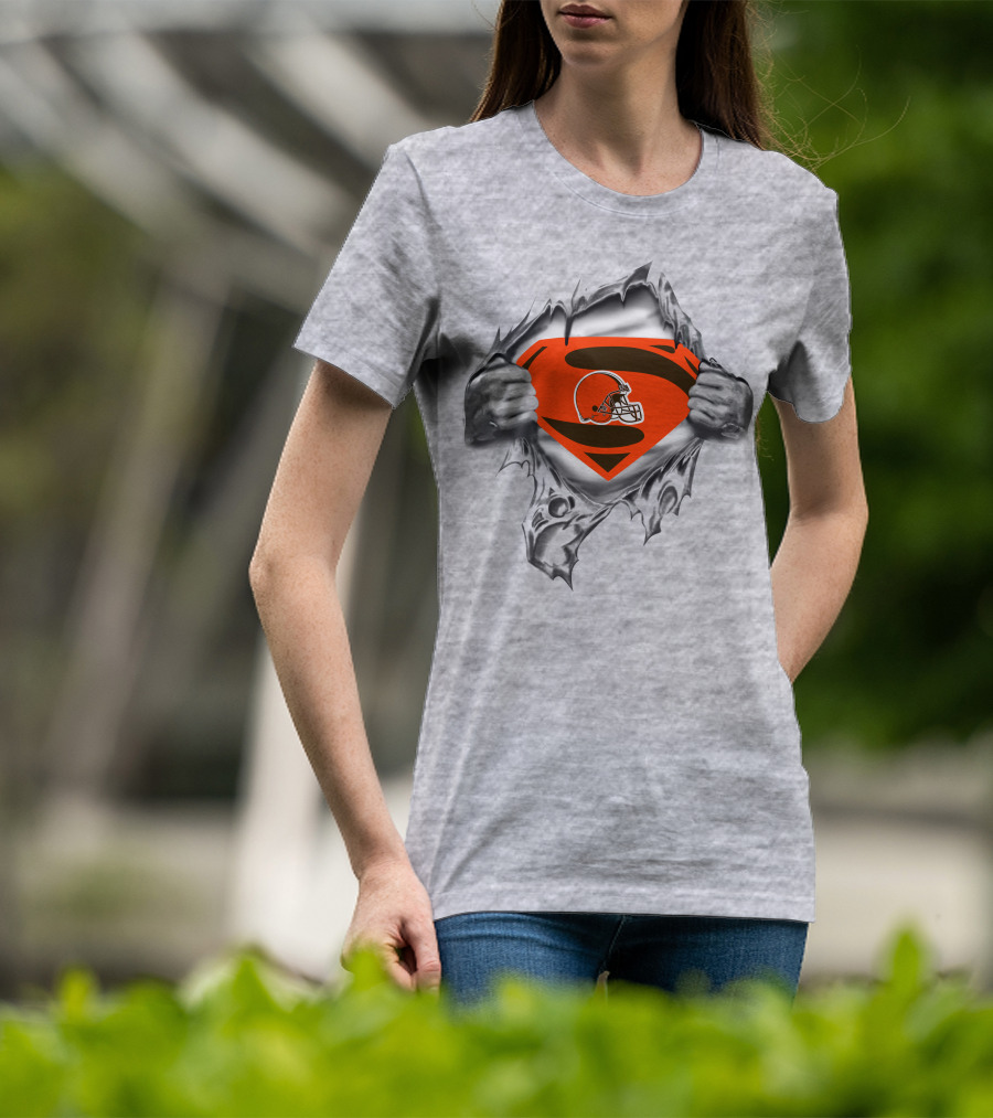 Cleveland Browns Superman Logo Rip T-Shirt