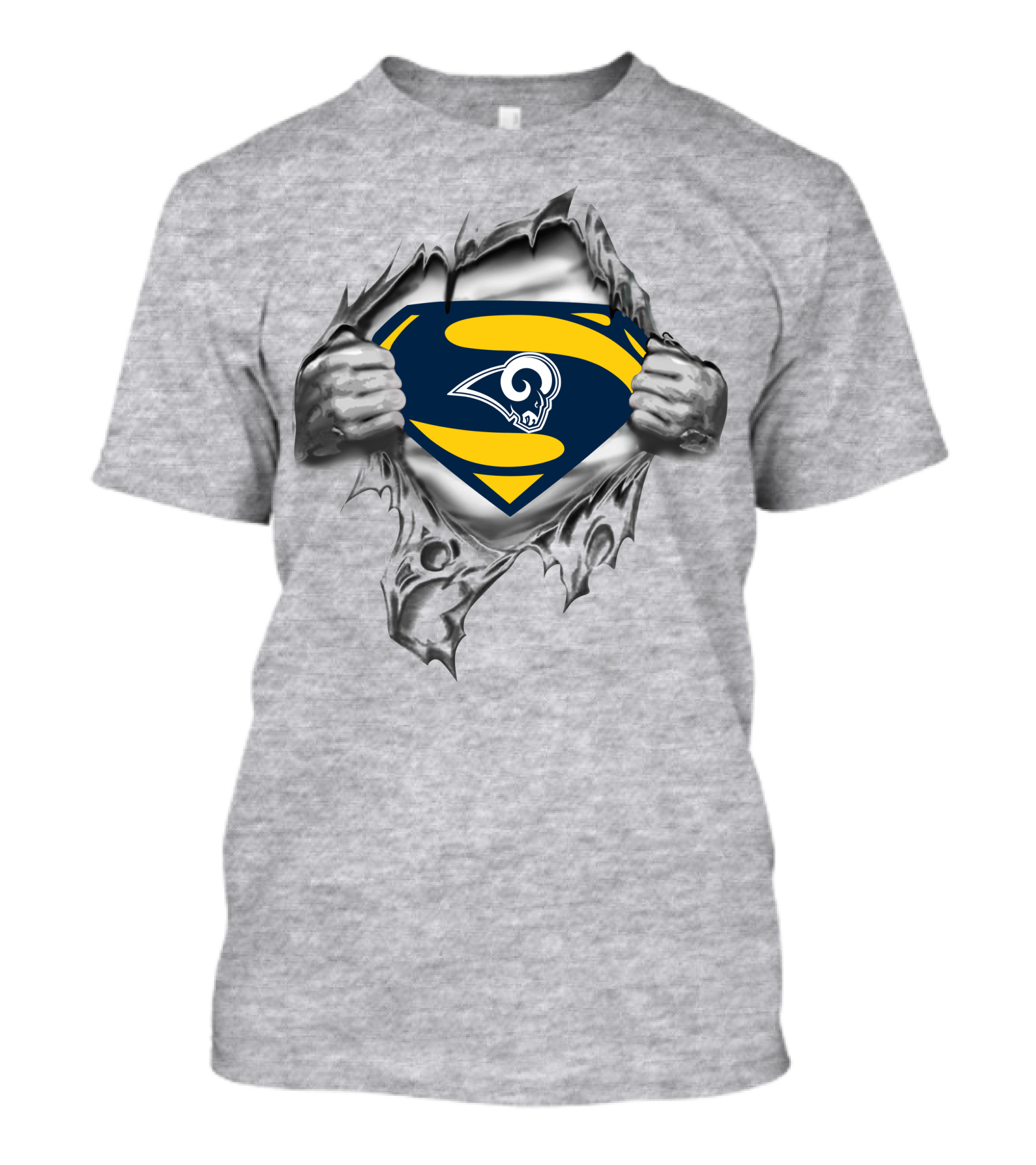 Los Angeles Rams Superman Logo Torn T-Shirt