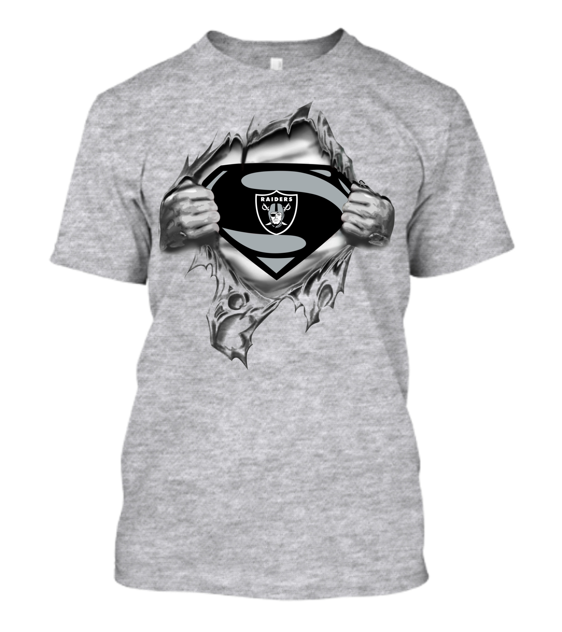 Oakland Raiders Superman Logo With Torn Shirt Effect T-Shirt