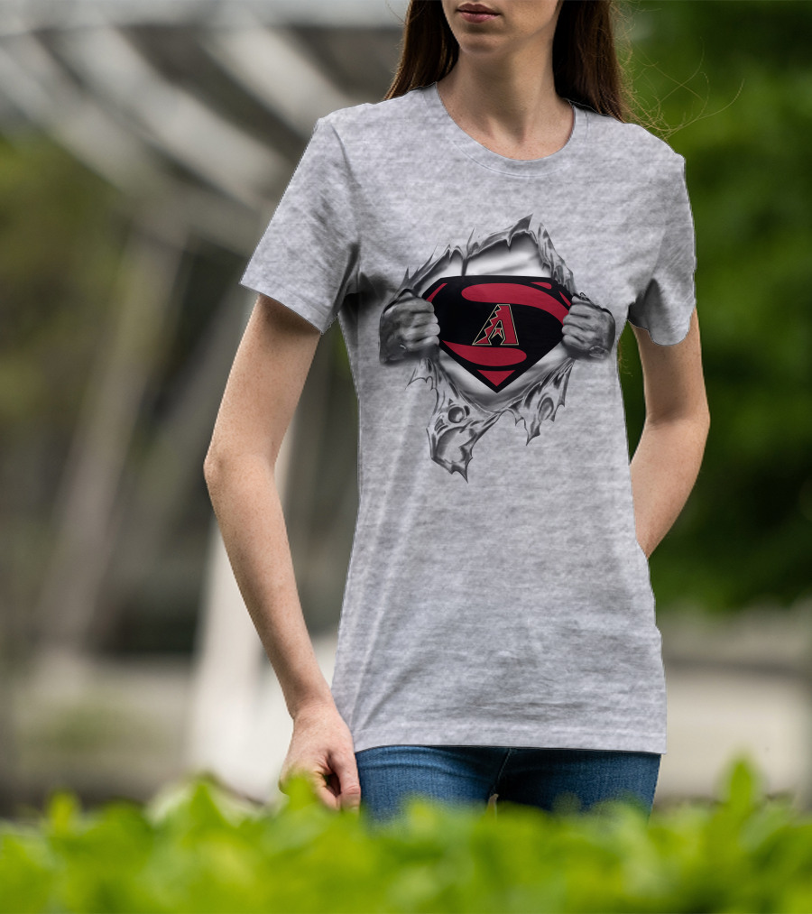 Arizona Diamondbacks Superman Logo Emblem Torn T-Shirt