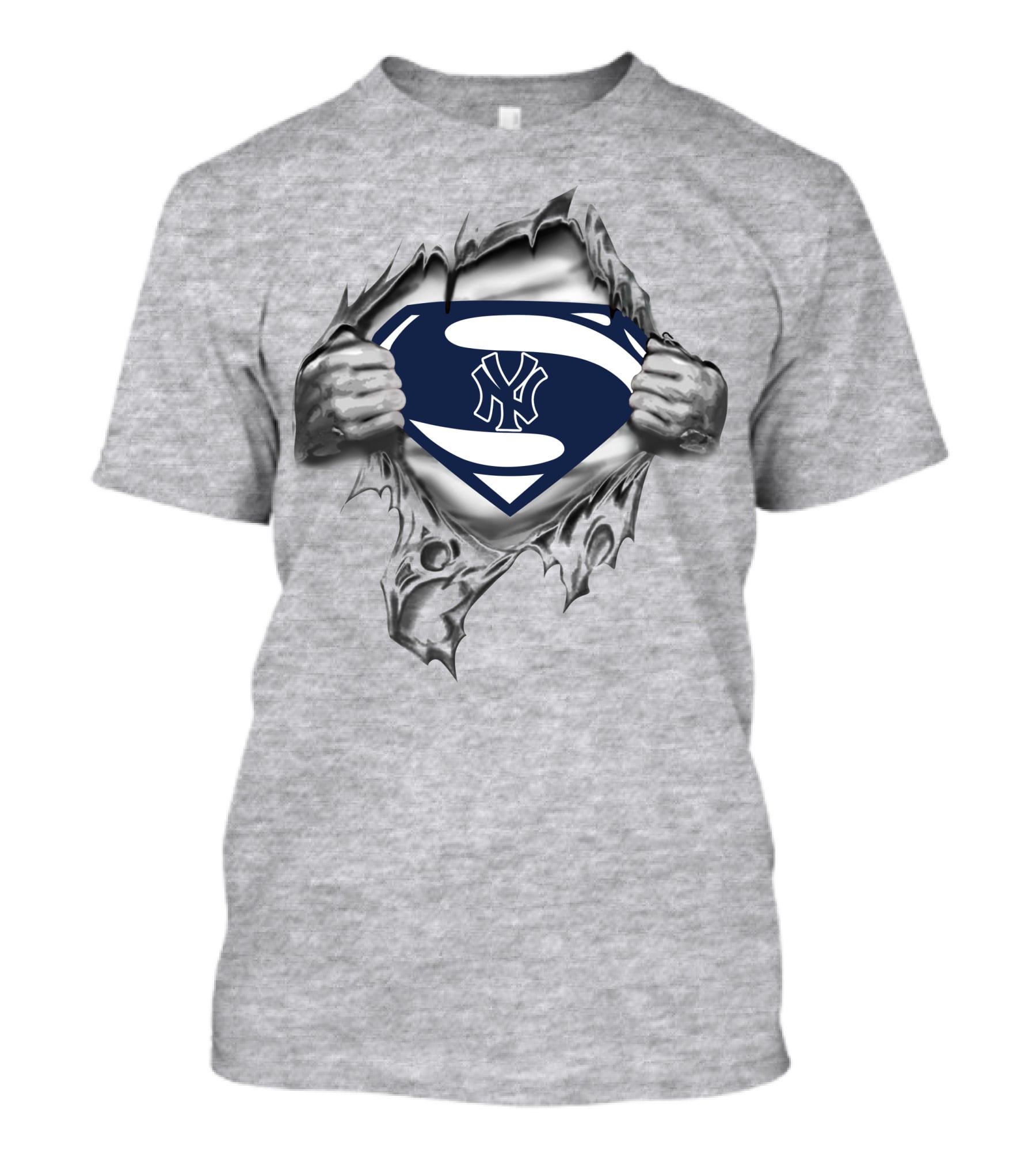 Superman Revealing New York Yankees Logo Emblem In Heroic Style T-Shirt