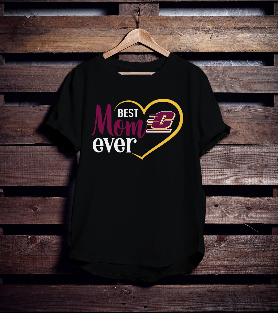 Central Michigan Chippewas Best Mom Ever Heart T-Shirt