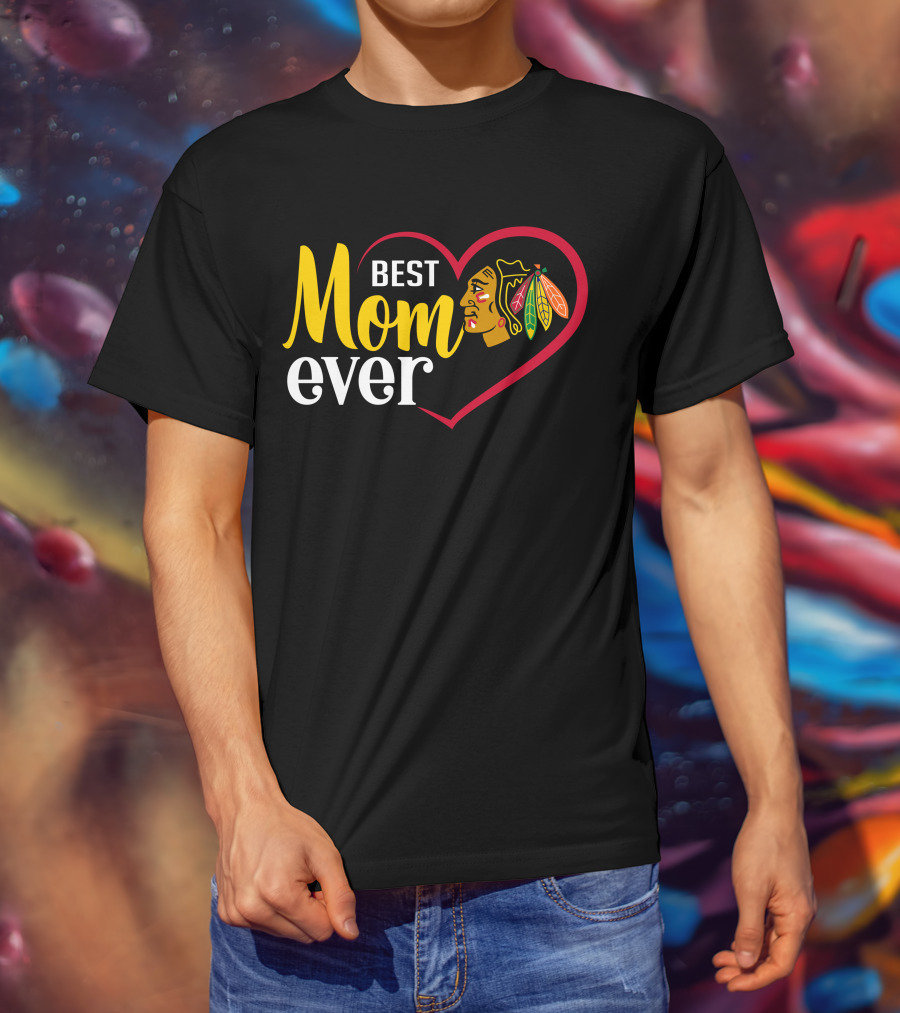 Chicago Blackhawks Best Mom Ever Heart T-Shirt