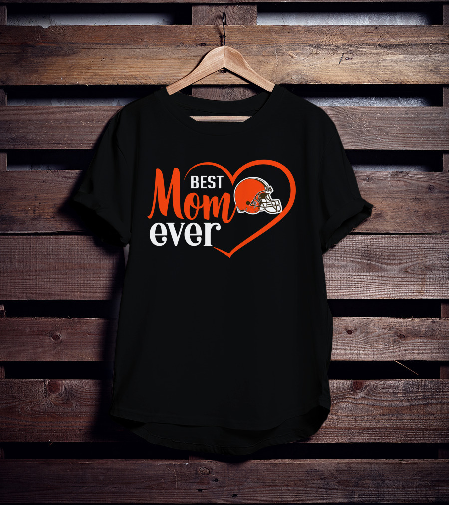 Cleveland Browns Best Mom Ever Heart Helmet T-Shirt