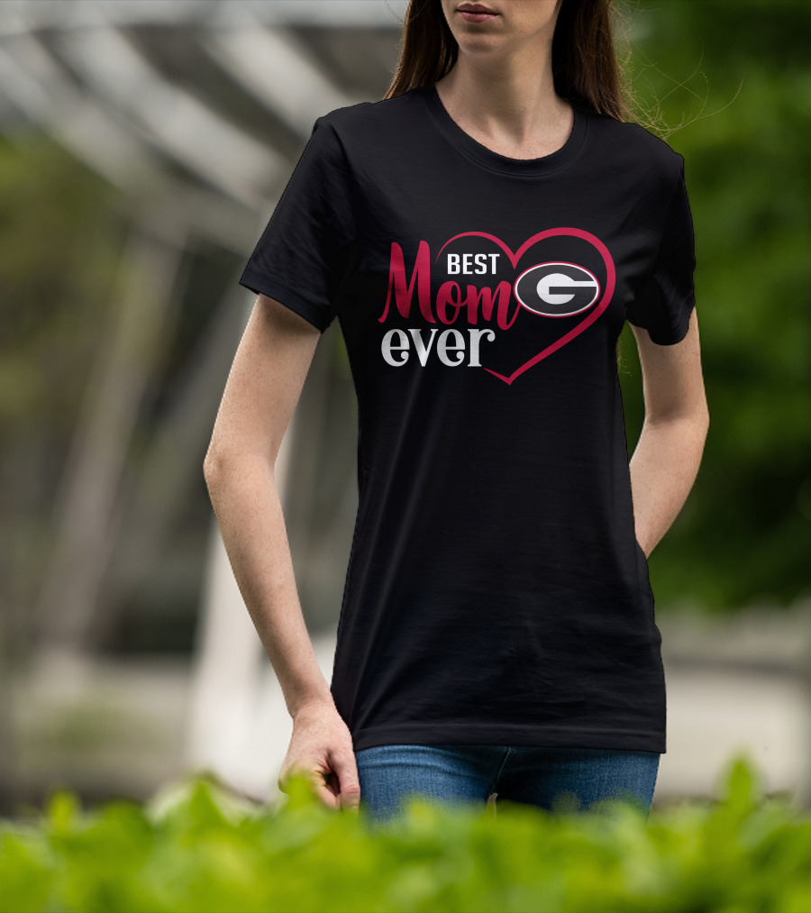 Georgia Bulldogs Best Mom Ever Heart T-Shirt