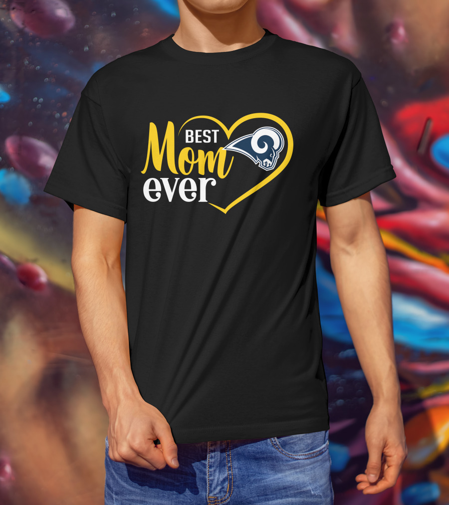 Los Angeles Rams Best Mom Ever Heart T-Shirt
