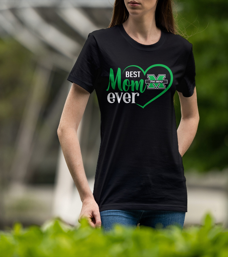 Marshall Thundering Herd Best Mom Ever Heart T-Shirt
