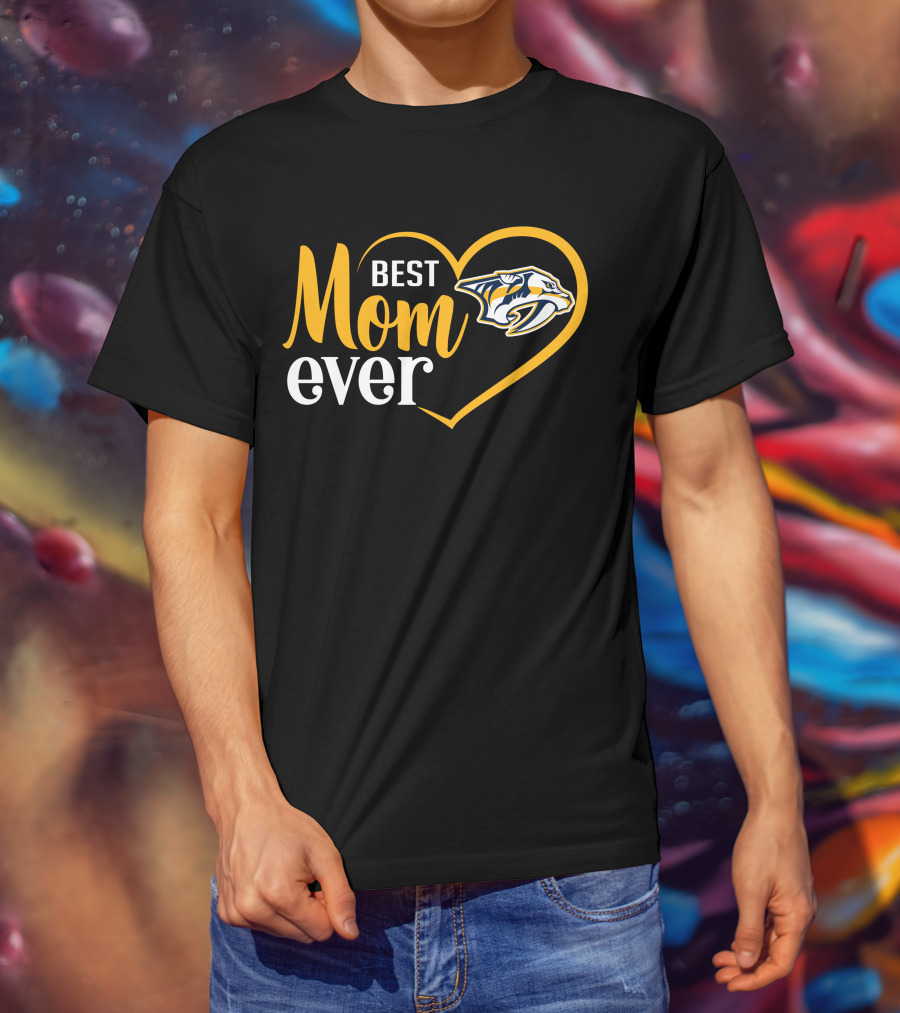 Nashville Predators Best Mom Ever Heart T-Shirt