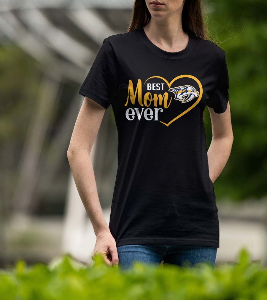 Nashville Predators Best Mom Ever Heart T-Shirt