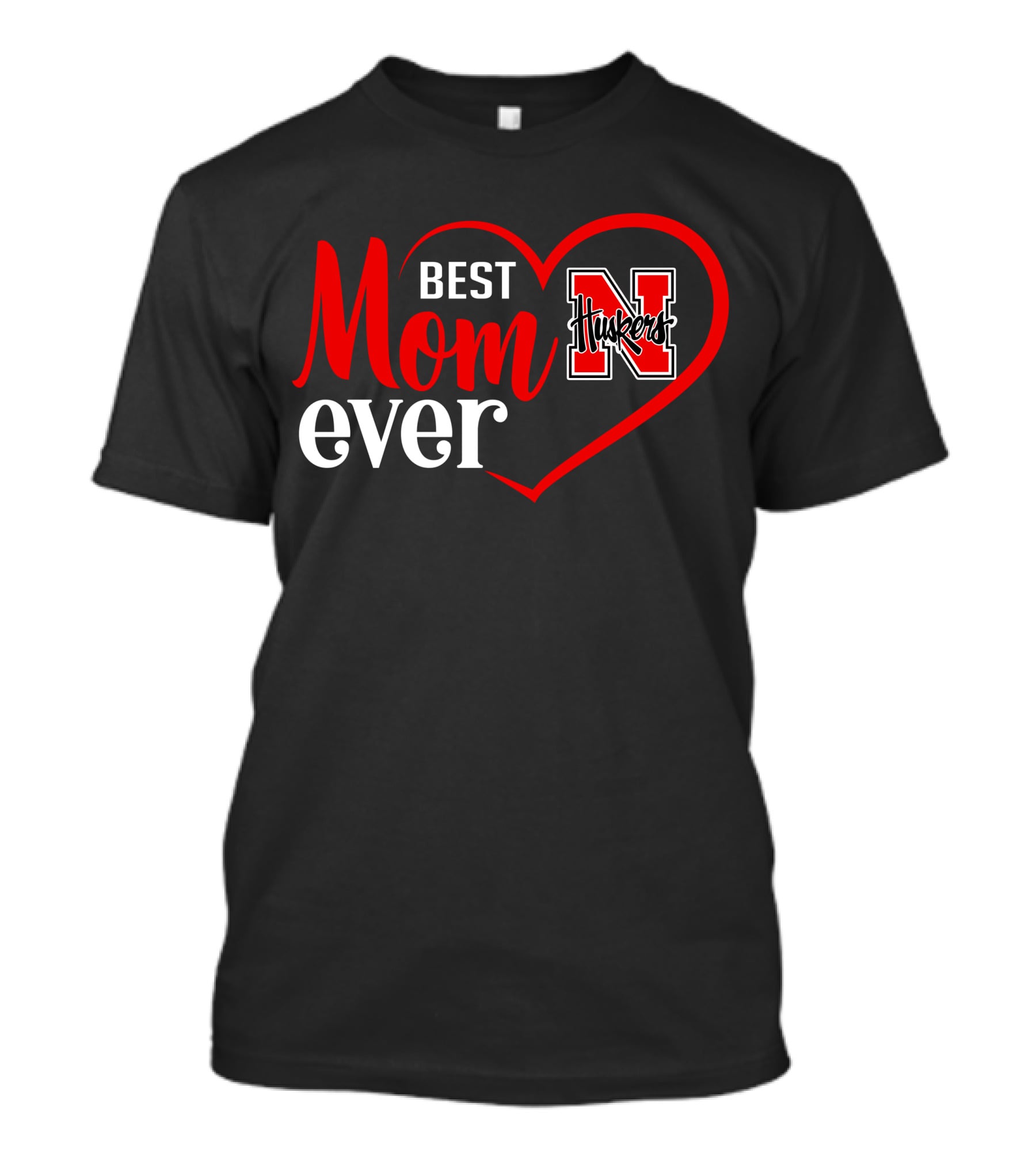 Nebraska Cornhuskers Best Mom Ever Heart T-Shirt