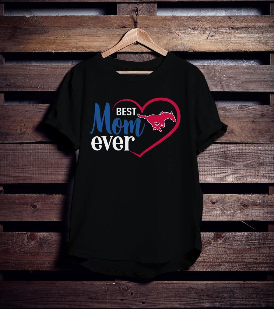 Smu Mustangs Best Mom Ever Heart T-Shirt