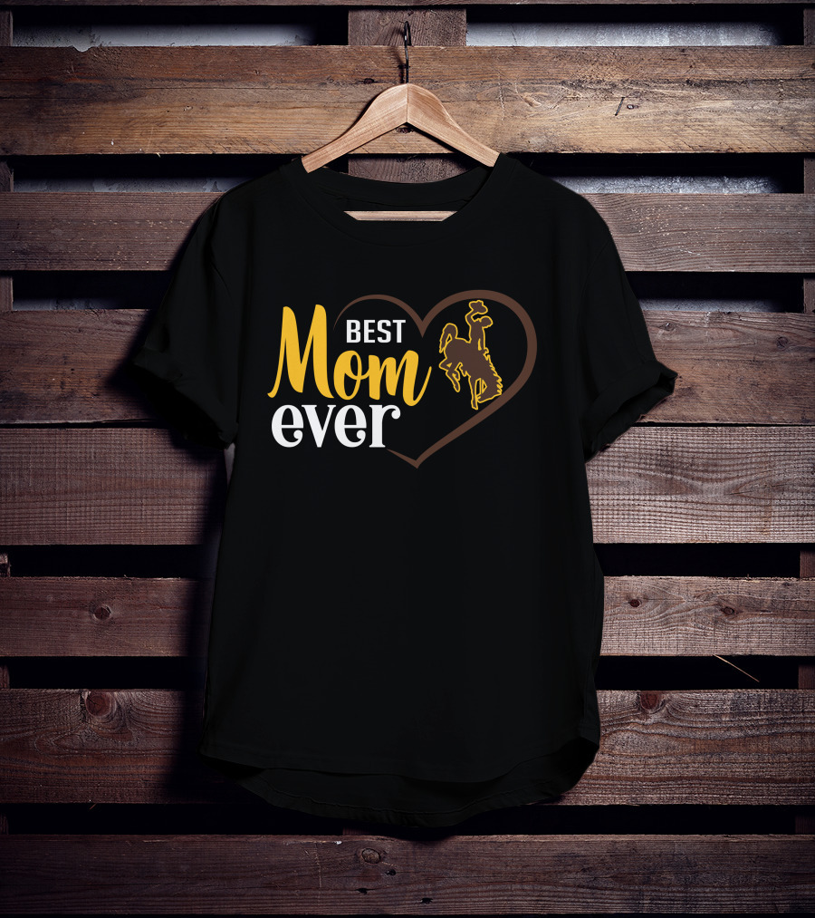 Best Mom Ever Wyoming Cowboys Heart T-Shirt