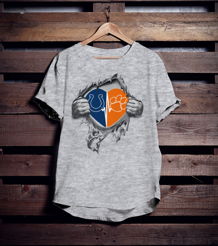 Colts Clemson Tigers Heartbeat Connection T-Shirt