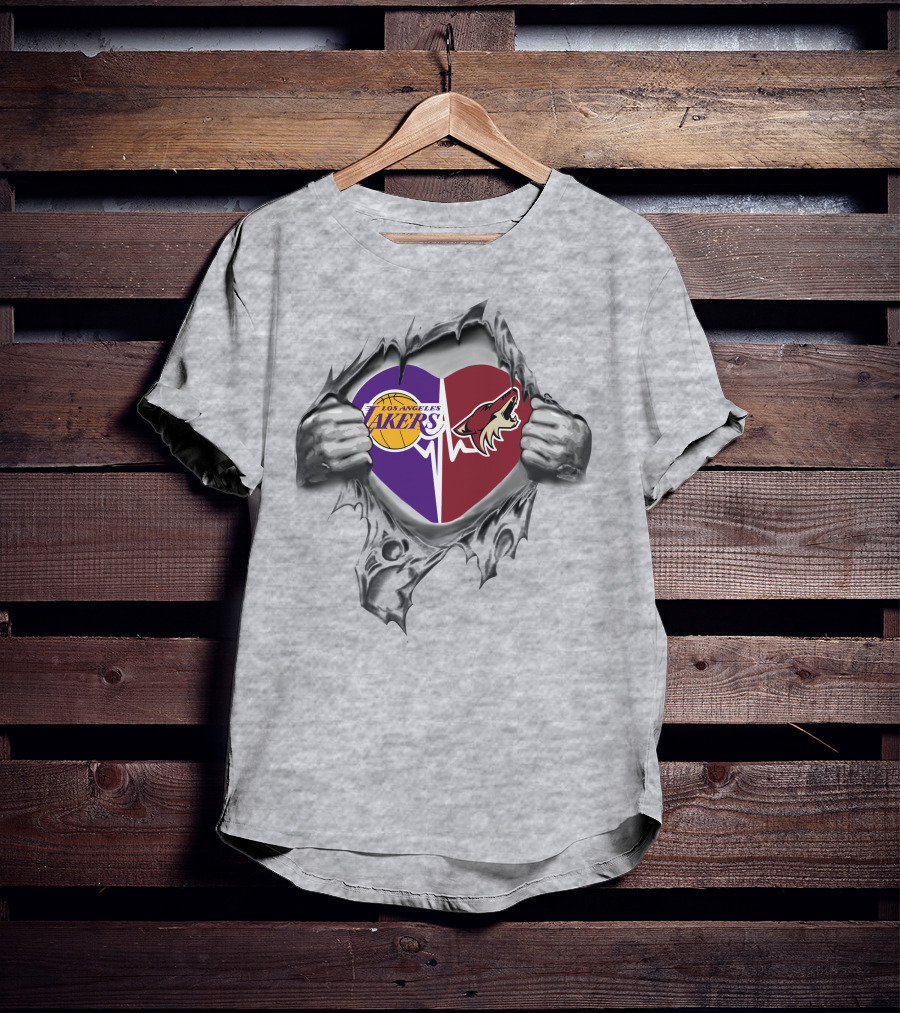 Lakers Arizona Coyotes Heartbeat Tear T-Shirt