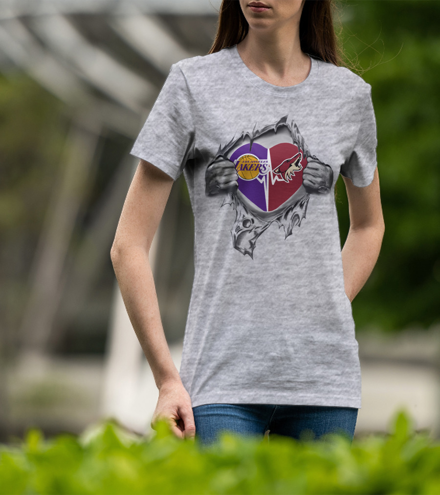 Lakers Arizona Coyotes Heartbeat Tear T-Shirt