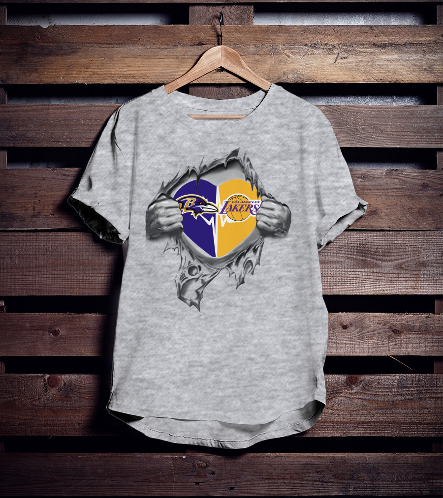 Lakers Baltimore Ravens Heart In My Hands T-Shirt