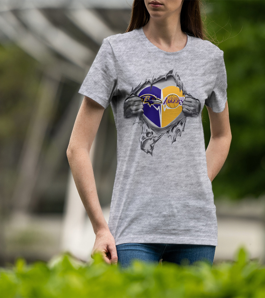 Lakers Baltimore Ravens Heart In My Hands T-Shirt