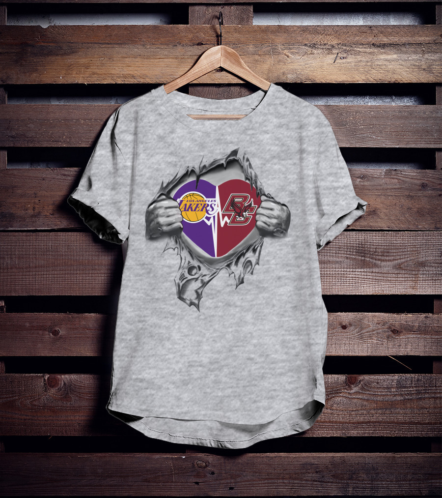 Lakers Boston College Eagles Heart T-Shirt