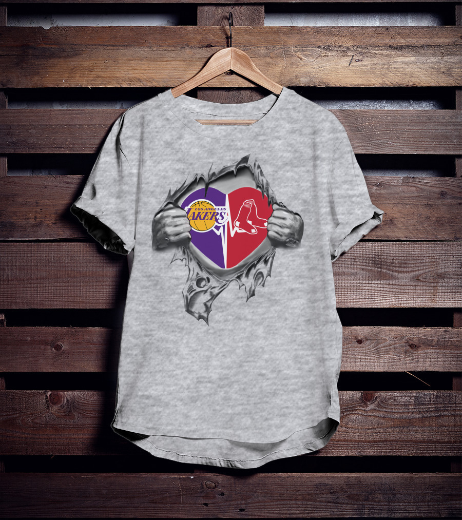 Los Angeles Lakers Boston Red Sox Heartbeat Passion T-Shirt