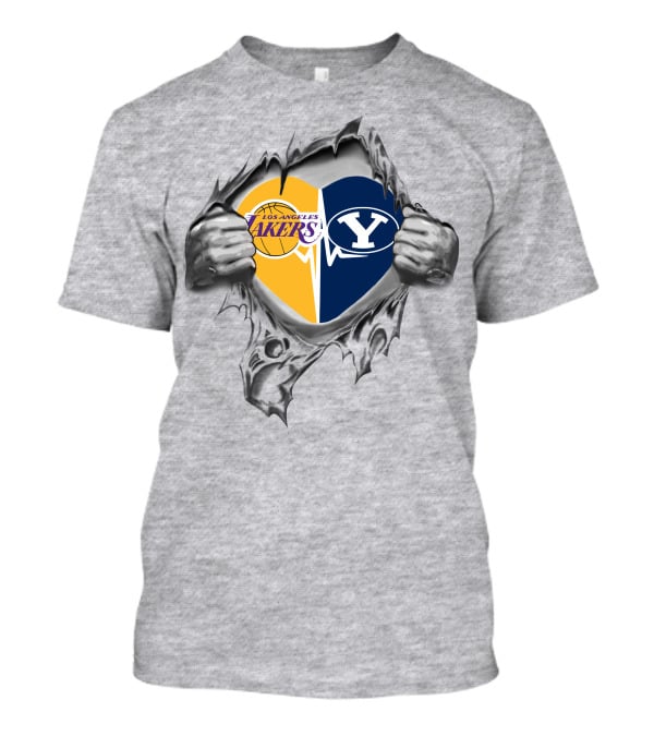 Los Angeles Lakers Byu Cougars Heart Symbol T-Shirt