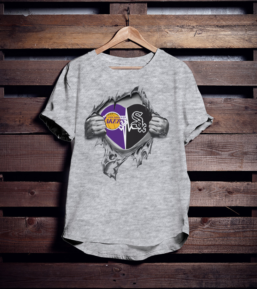 Los Angeles Lakers Chicago White Sox Heart Torn Inside T-Shirt