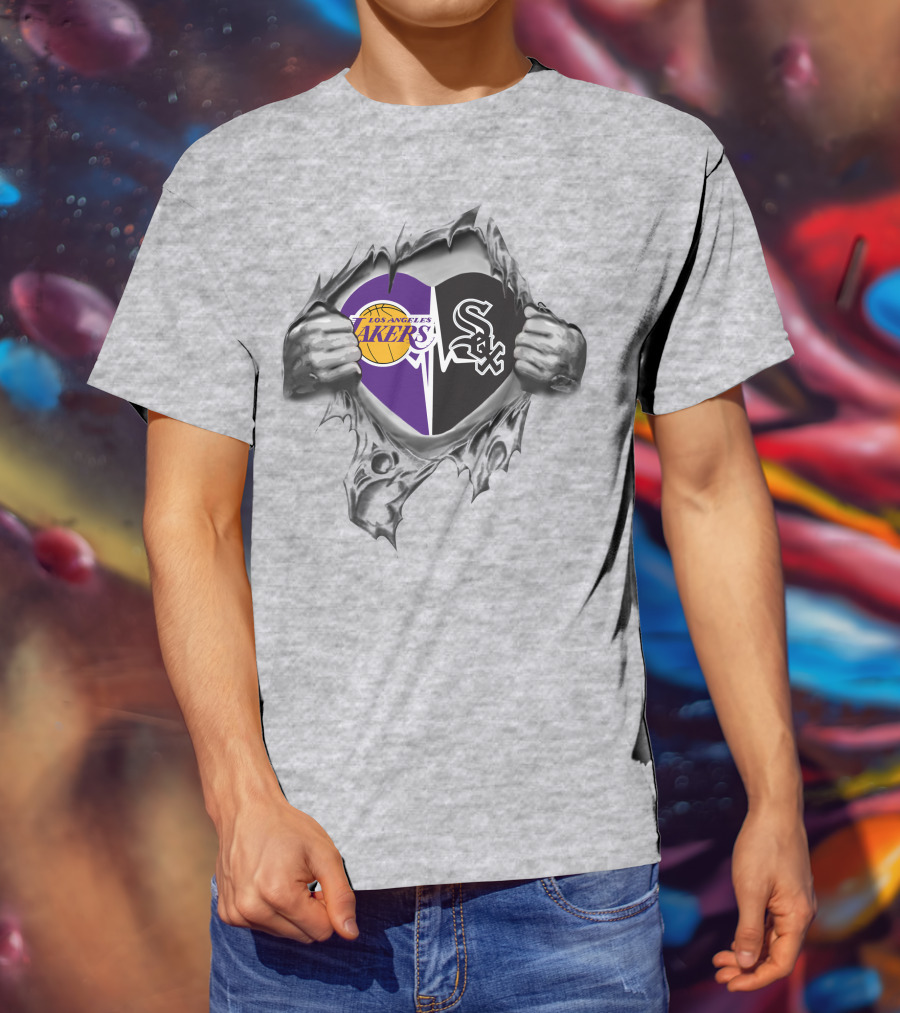 Los Angeles Lakers Chicago White Sox Heart Torn Inside T-Shirt