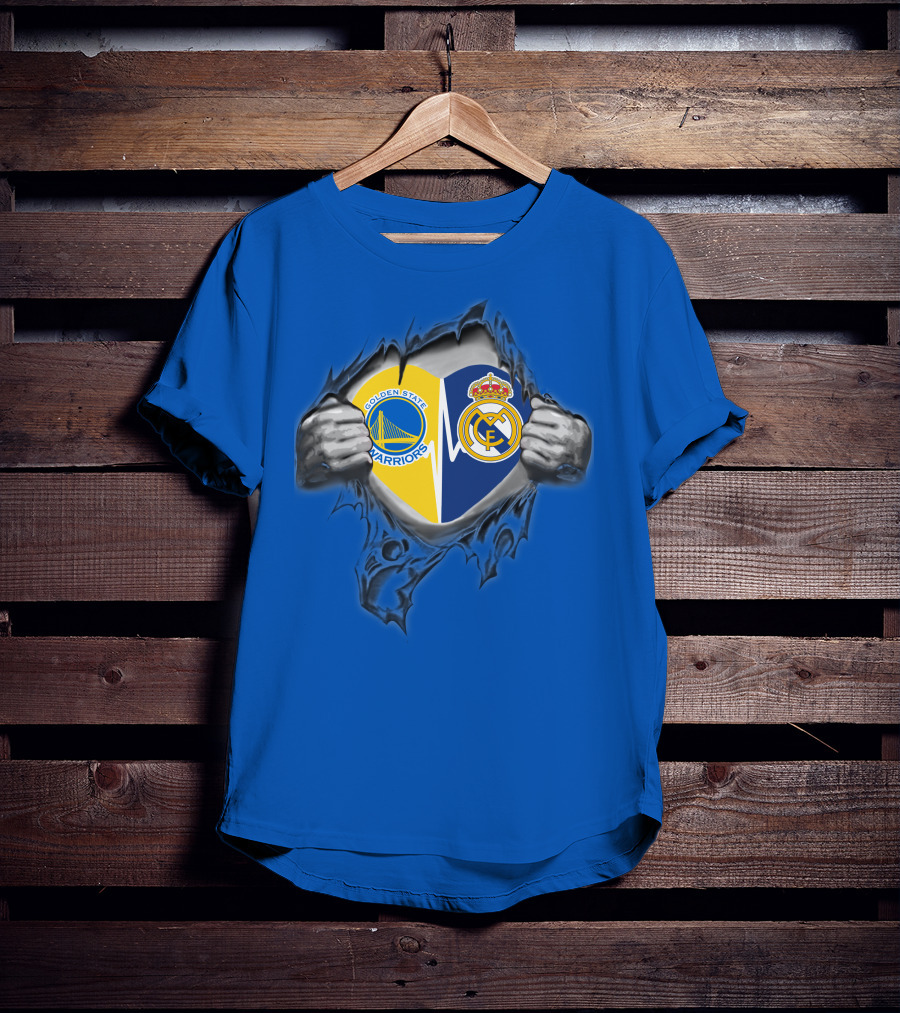 Golden State Warriors Real Madrid Dual Loyalty Emblem In My Heart T-Shirt