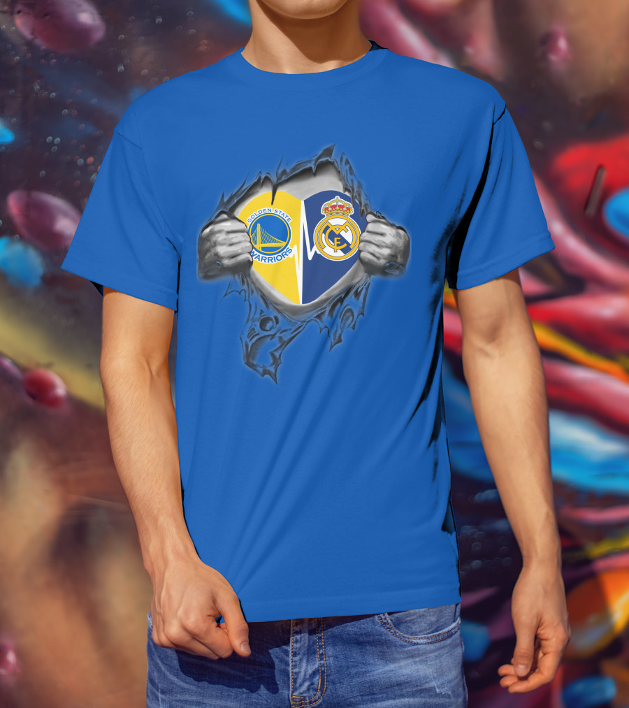 Golden State Warriors Real Madrid Dual Loyalty Emblem In My Heart T-Shirt