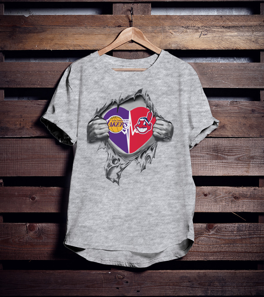Los Angeles Lakers Cleveland Indians Heartbeat Passion T-Shirt