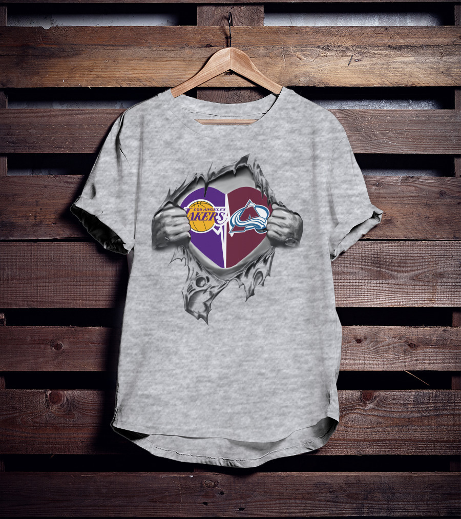 Los Angeles Lakers Colorado Avalanche Heart T-Shirt