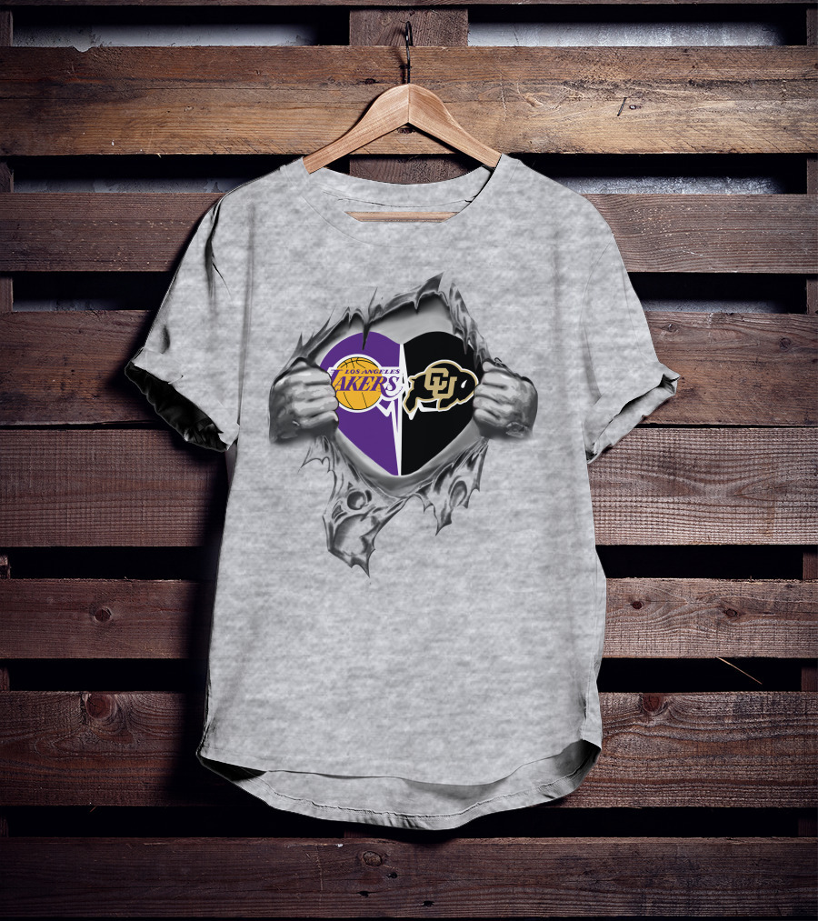 Los Angeles Lakers Colorado Buffaloes Heart T-Shirt