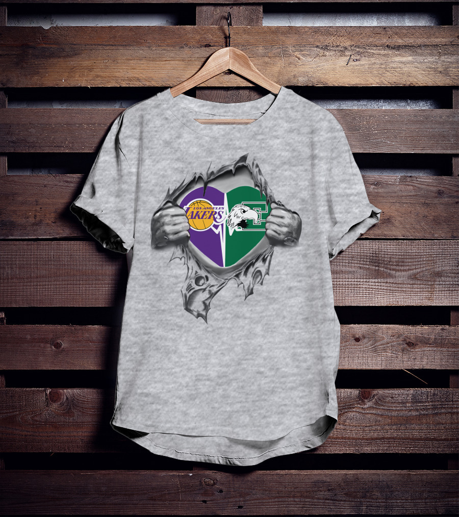 Los Angeles Lakers Eastern Michigan Eagles Heart Ripping T-Shirt