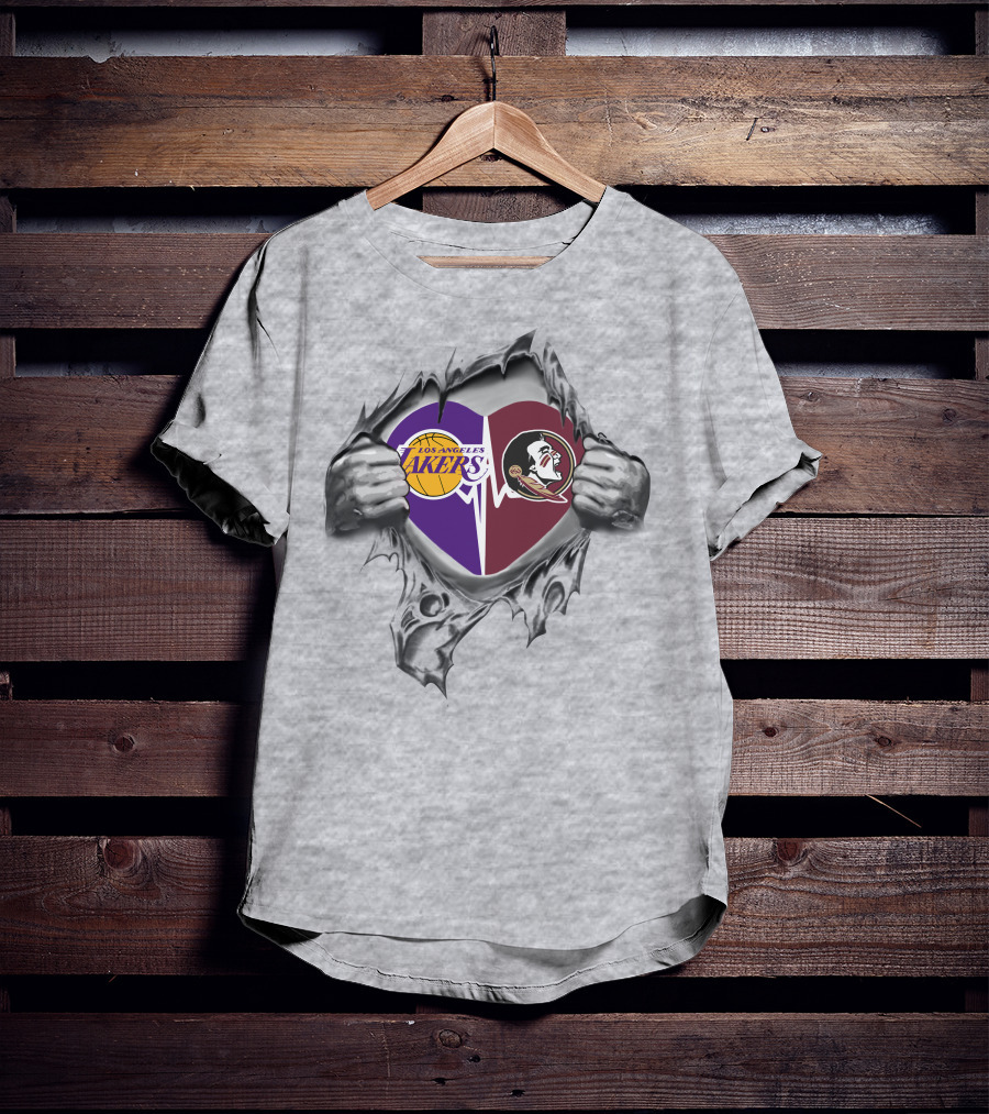 Los Angeles Lakers Florida State Seminoles Heartbeat Passion T-Shirt