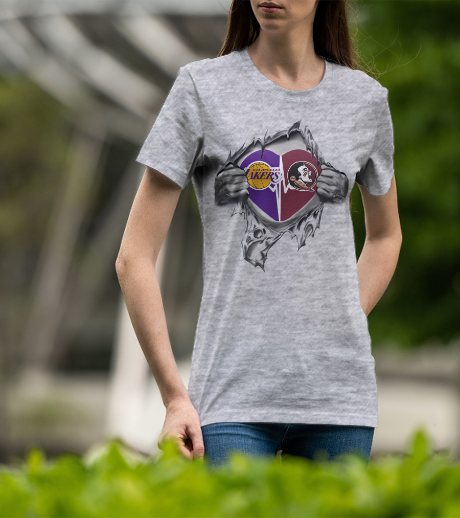 Los Angeles Lakers Florida State Seminoles Heartbeat Passion T-Shirt