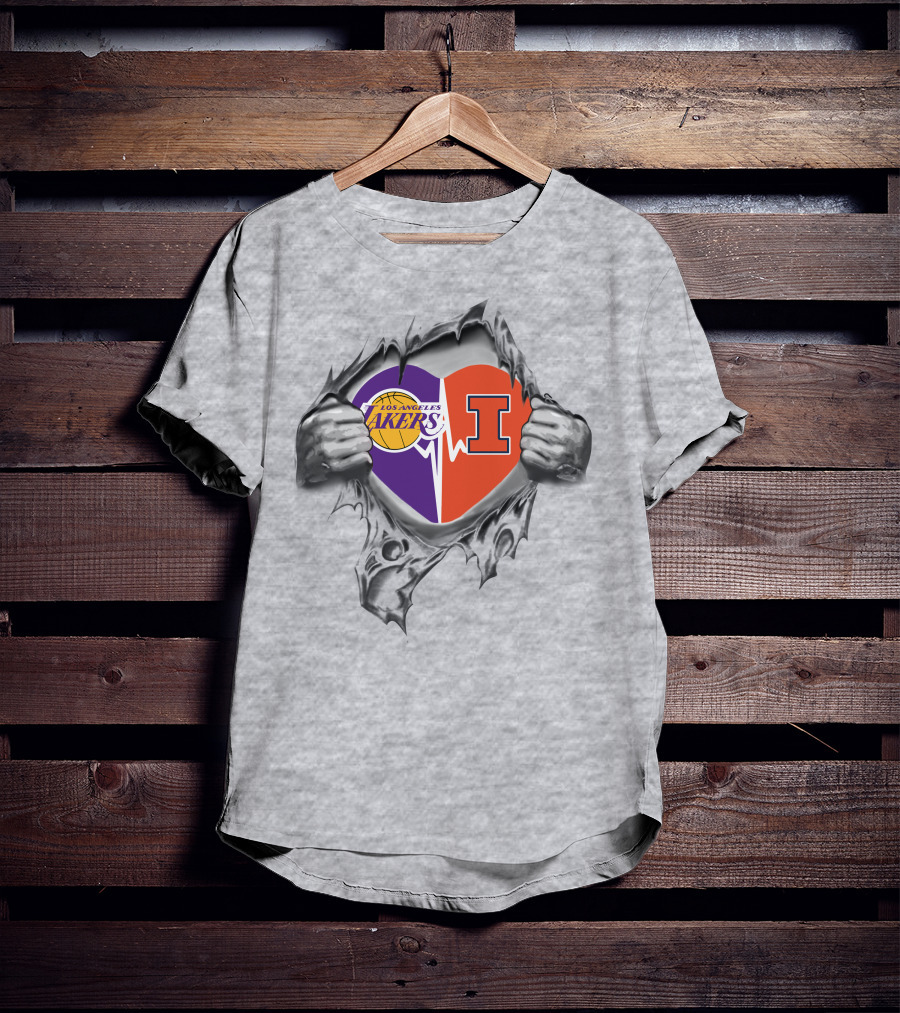 Los Angeles Lakers Illinois Fighting Illini Heartbeat Passion T-Shirt