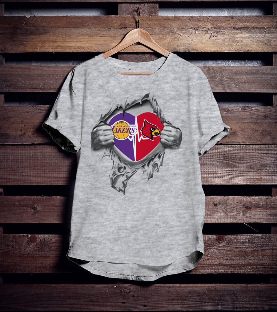 Los Angeles Lakers Louisville Cardinals Heart T-Shirt