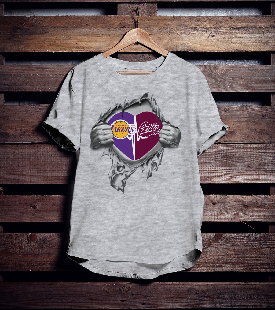 Los Angeles Lakers Montana Grizzlies Heart T-Shirt