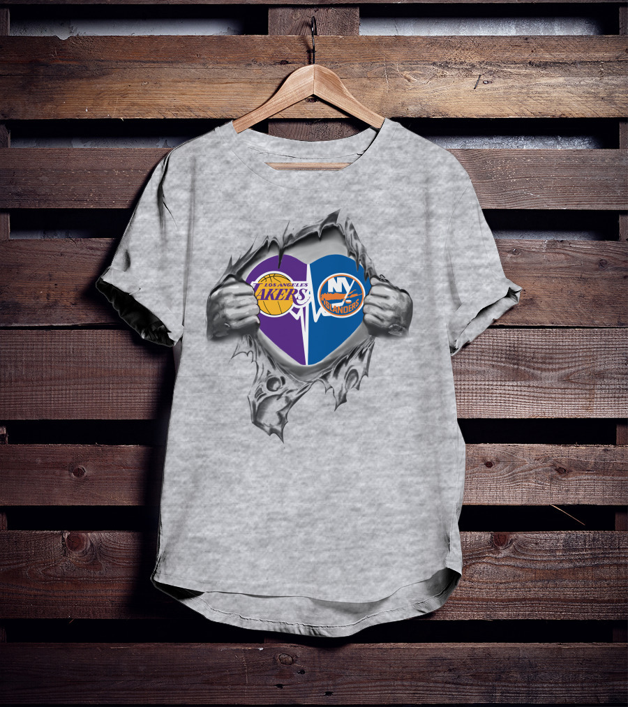 Lakers New York Islanders Heart T-Shirt